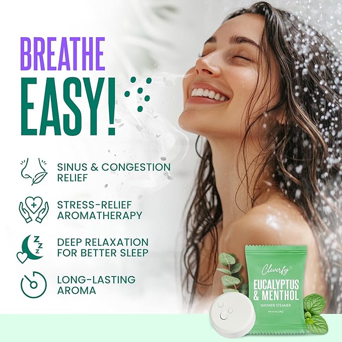Cleverfy Eucalyptus Shower Steamers Aromatherapy - Mothers Day Gifts for Mom, Wife from Husband, Grandma, Daughter and Sister - Birthday Gifts for Women, Mom, Teens, Girlfriend and Her - 18 Tablets