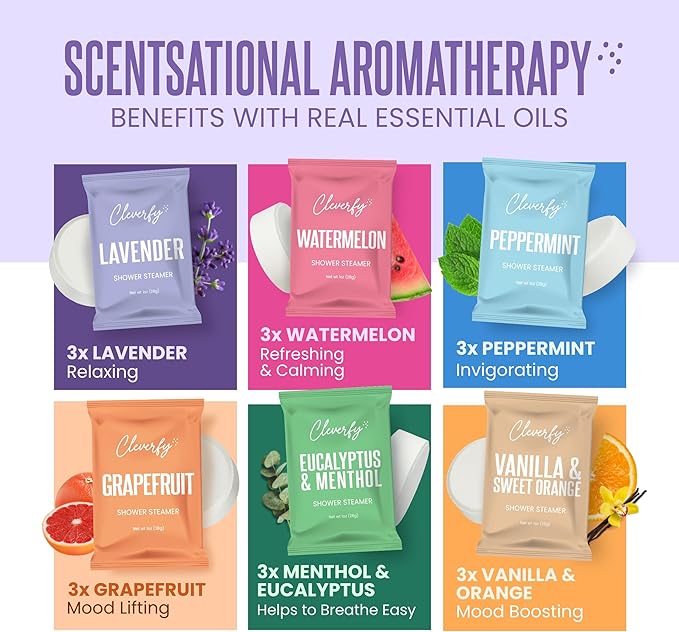 Cleverfy Shower Steamers Aromatherapy - Mothers Day Gifts for Mom, Wife from Husband, Grandma, Daughter and Sister - Birthday Gifts for Women, Mom, Teens, Girlfriend and Her - 18 Tablets