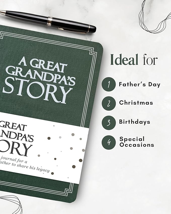 Great Grandpa's Life Story Journal (Hardcover): A Meaningful Keepsake to Share His Journey and Memories, Book Includes 250+ Prompt Questions, Sentimental Gifts for Father's Day, Birthday & Christmas