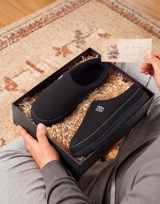 VeraCosy Men's Moccasin Slippers Comfy Soft Durable Slip-on Indoor Memory Foam House Shoes