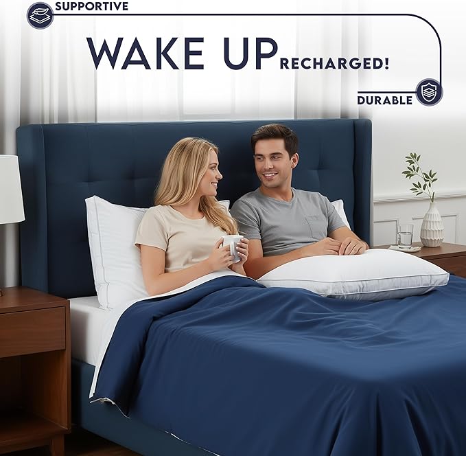 Utopia Bedding Bed Pillows for Sleeping King Size (White), Set of 2, Soft & Fluffy Pillow with Down Alternative Filling, Cooling, Hotel Quality, Gusseted Pillow for Back, Stomach or Side Sleepers