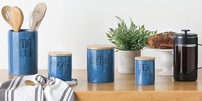 DII Kitchen Accessories Retro Collection, Ceramics, Utensil Holder, Blue