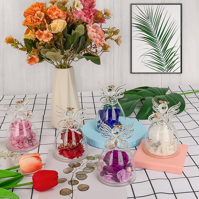 Mothers Day Mom Gifts for Mom,Fresh Flowers for Delivery,Birthday Gifts for Women Her,Preserved Flowers in Angel Figurines,Angel Gifts for Moms Mothers Day Grandma Wife Sister Valentines,Pink