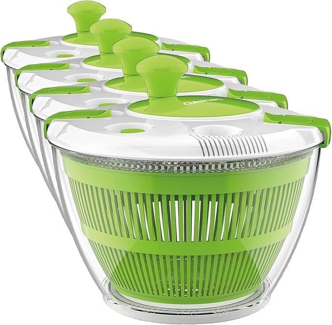 Cuisinart Large Spin Stop Salad Spinner- Wash,Spin & Dry Salad Greens,Fruits & Vegetables,5qt,CTG-00-SAS1,(Pack of 4)