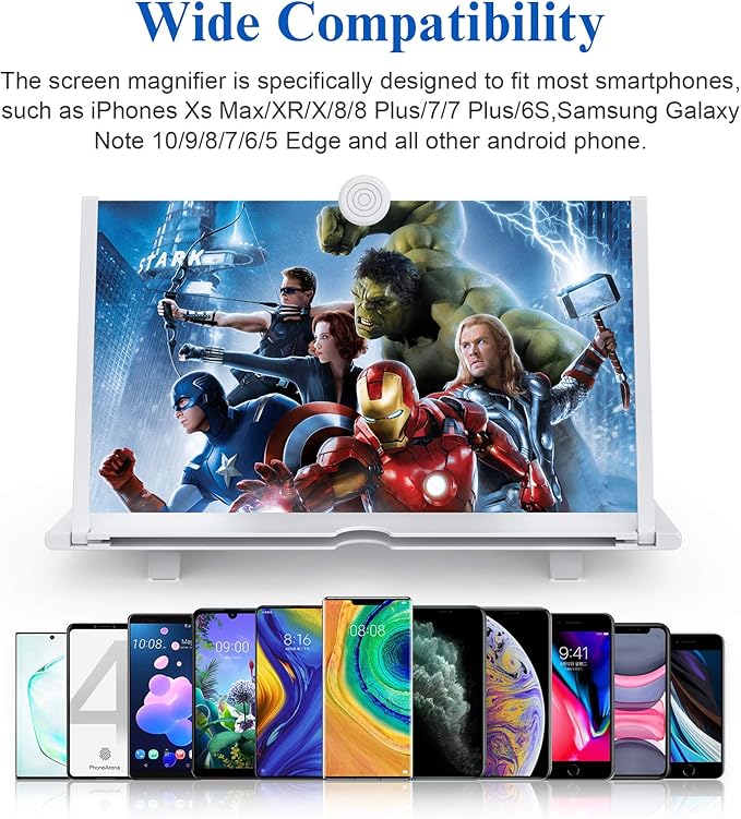 12" Screen Magnifier for Cell Phone,Fanlory 3D HD Magnifying Projector Screen Enlarger for Movies, Videos and Gaming, Foldable Phone Stand with Screen Amplifier,Gifts for Mom Dad & Family