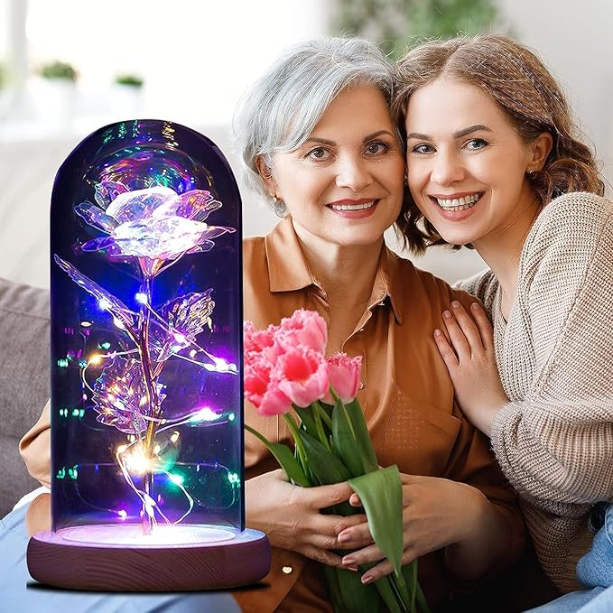 QUNPON Mothers Day Rose Gifts for Mom,Birthday Gifts for Women,Mother Day Flower Gifts for Mom from Daughter,Rainbow Mothers Day Rose Flower Gifts for Sister,Mother,Her,Grandma