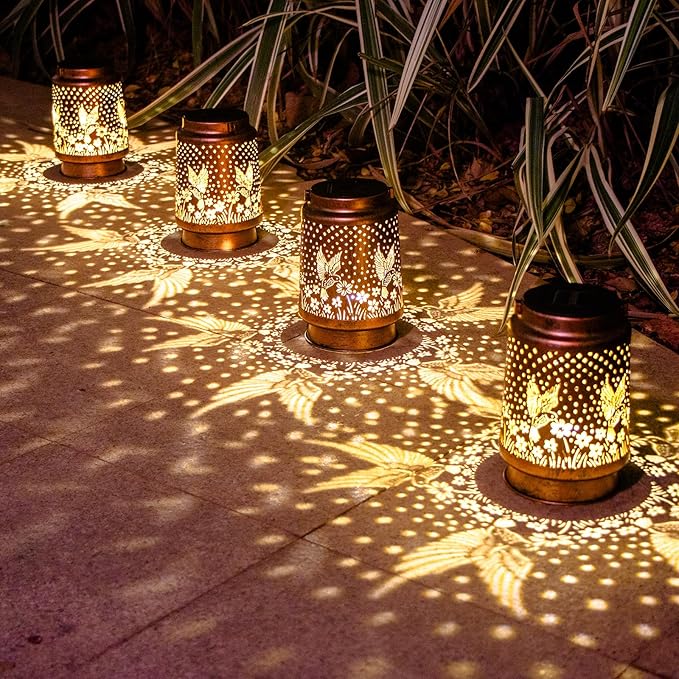 Mothers Day Gifts, Birthday Gifts for Women, Solar Lanterns Outdoor Waterproof, Hummingbird Garden Decor Metal Hanging Decorative Solar Lights for Patio Yard, Gardening Gifts for Women Mom Grandma