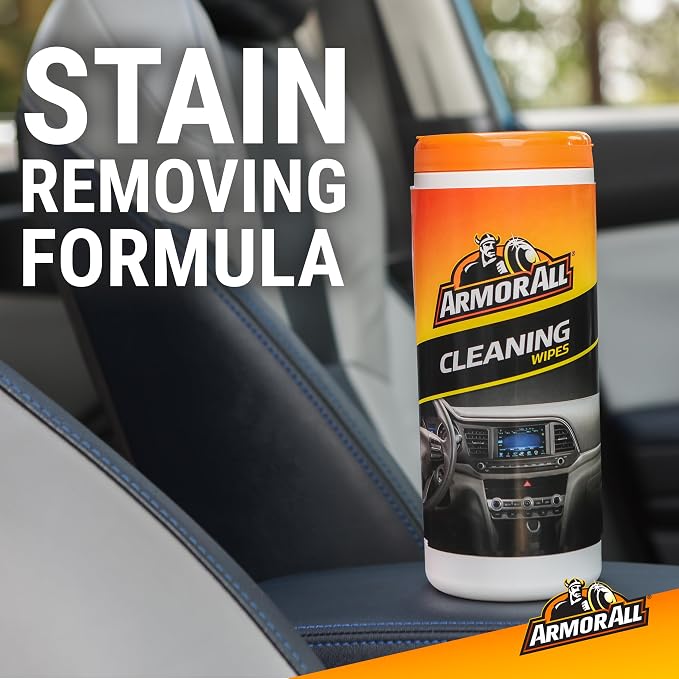 Armor All Interior Car Cleaning Wipes,Canister,Powerful Cleaning for Dashboards,Vinyl,Clear Plastics,Carpet and Fabric,25 Count (Pack of 6)