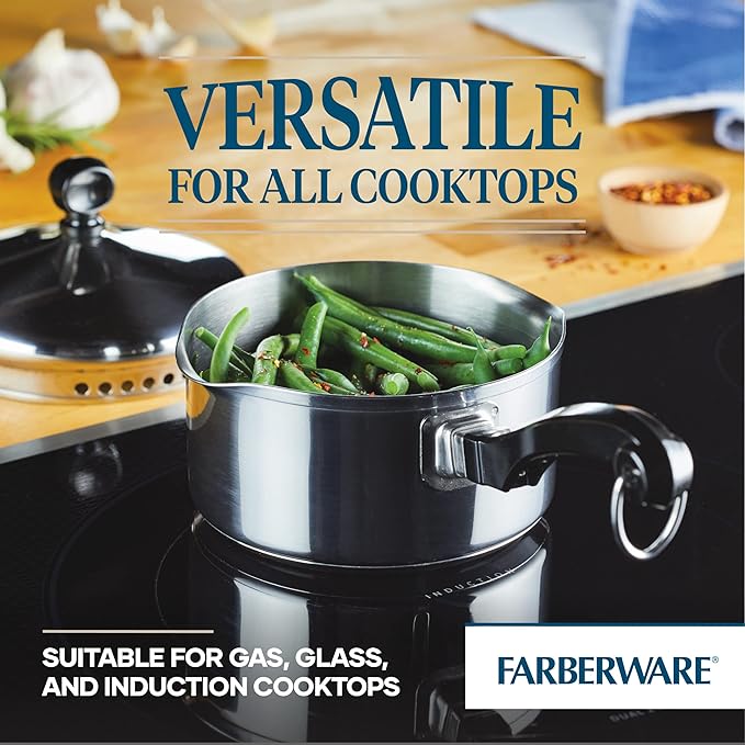 Farberware Classic Stainless Steel 1-Quart Covered Straining Saucepan