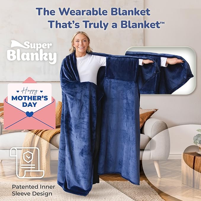 Super Blanky Wearable Blankets for Women, Adult Wearable Blanket Men, Mother's Day Gifts for Her, Wife Birthday Gift Ideas