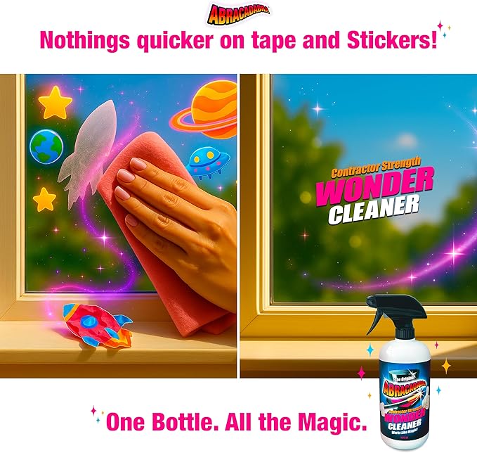 Abracadabra® Wonder Cleaner Spray 16 oz - As Seen on TV Contractor Strength Adhesive, Tar, Gum, Sap & Sticker Remover - Citrus Cleaner for Cars, Garage Floors, Concrete, Tile, Metal & Wood