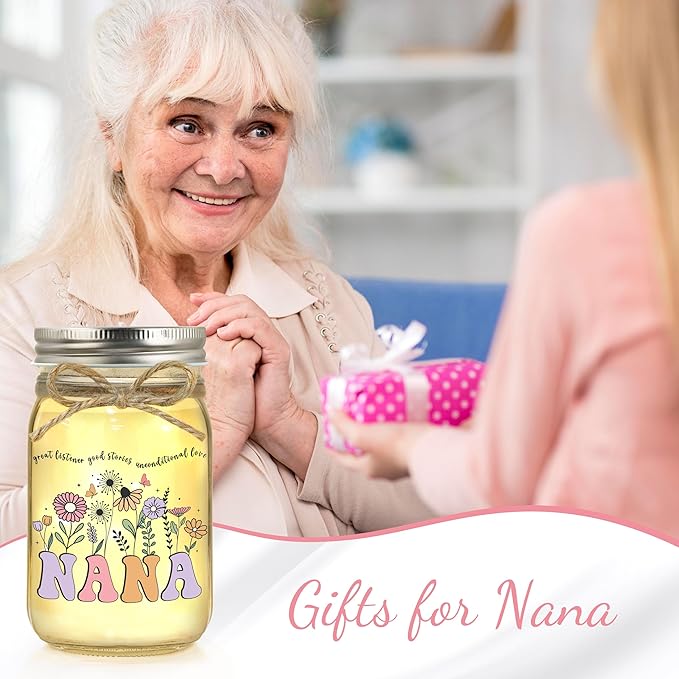 Nana Gifts for Mothers Day Birthday Christmas Valentines Day Gifts for Nana Mason Jar Night Light Home Decor
