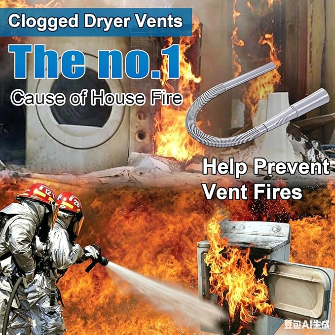 3 Pieces Dryer Vent Cleaner Kit: Vacuum Hose With Brush & Gloves Fits for Vacuums Cleaner, Refrigerator Condenser Coils, and Tight Spaces Behind Appliances, Deep Cleaning Tools for Clogged Ducts-Gray