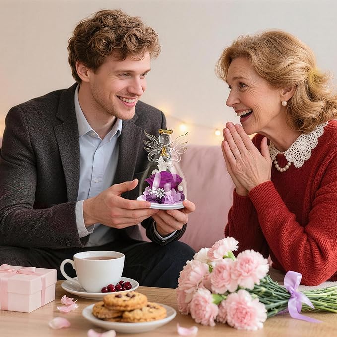 Mothers Day Mom Gifts for Mom,Fresh Flowers for Delivery,Birthday Gifts for Women Her,Preserved Flowers in Angel Figurines,Angel Gifts for Moms Mothers Day Grandma Wife Sister Girlfriend Valentines