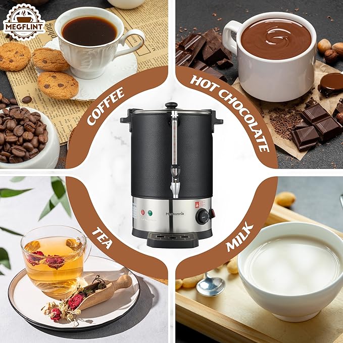 100 Cup Coffee Maker Machine Urn - Large Percolator Pot Dispenser With Double-Wall Stainless Steel, Quick Brew, Stays Hot - Also for Water, Tea, Bever