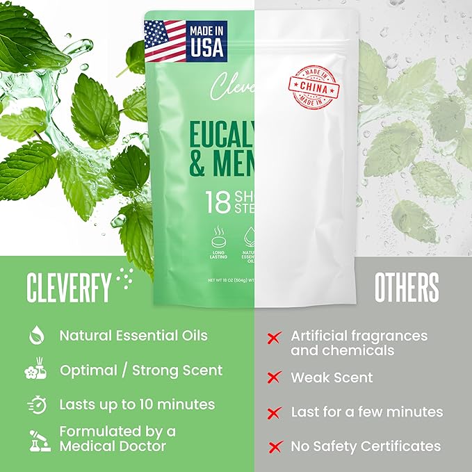 Cleverfy Eucalyptus Shower Steamers Aromatherapy - Mothers Day Gifts for Mom, Wife from Husband, Grandma, Daughter and Sister - Birthday Gifts for Women, Mom, Teens, Girlfriend and Her - 18 Tablets