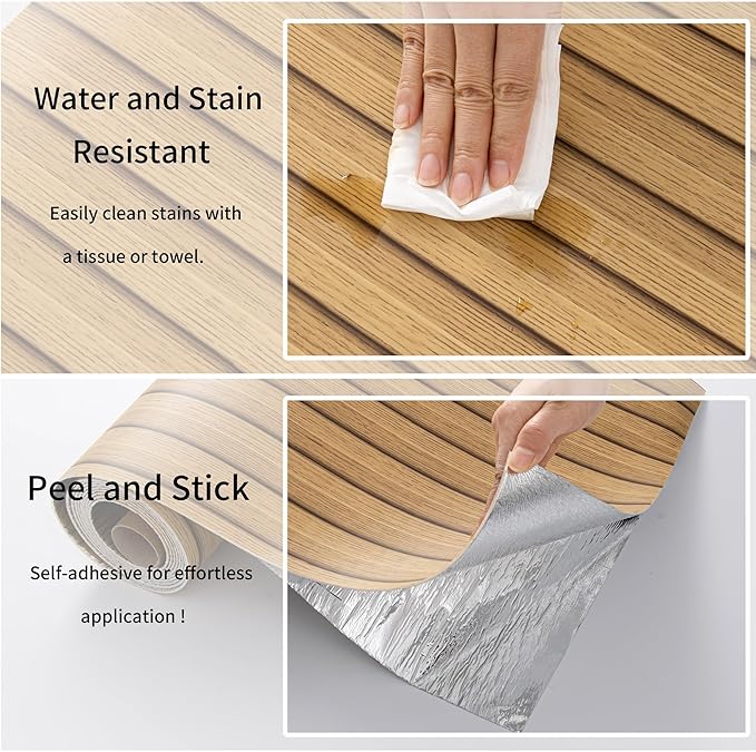 Haimin Wood Grain Slat Wall Panels Peel and Stick Faux Wood Thick Wallpaper 118"x15.75" Waterproof PET & IXPE Foam Paneling (Yellow Oak)