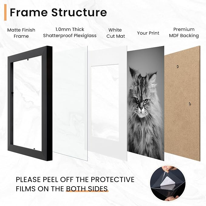 Venusmiles 15 Pack Picture Frames Collage Wall Decor, Gallery Frame Set for Wall Mounting or Tabletop Display, Multi Sizes Including 3pcs 8x10, 6pcs 5x7, 6pcs 4x6, Black+White+Gold