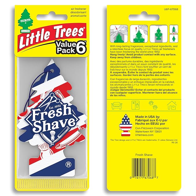 LITTLE TREES Car Air Freshener | Hanging Tree Provides Long Lasting Scent for Auto and Home | 24 Air Fresheners |Fresh Shave