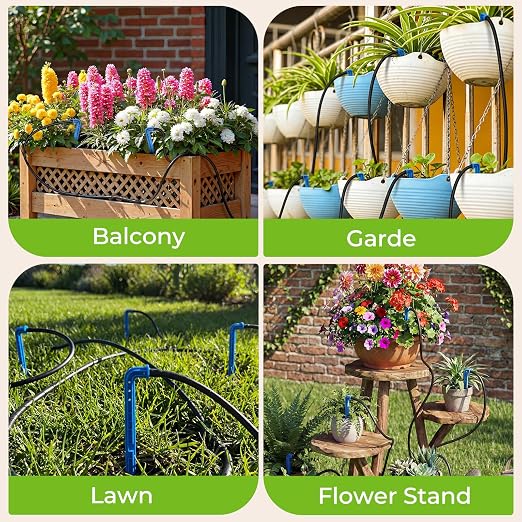 Solar Drip Irrigation System Kit, Auto Plant Waterer for 15 Pots | 3W Solar DIY Watering Device with Bucket & Flower Pots Included, 22 Programmable Timer Modes, Anti-Siphon