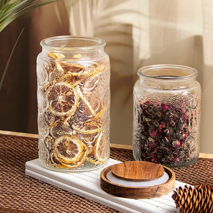 32Oz/3Pcs Glass Jar with Lid, Candy jar, Cute jar, Vintage Glass Storage Jar for Sugar, Coffee, Tea, Spice, Flour, Candy Cookie, Pasta, Cereal