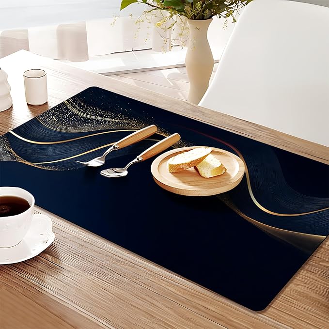 Coffee Mat 17"x32" - Extra Large Absorbent Non Slip Dish Drying Mat,Coffee Bar Accessories,Kitchen Counter Protector for Coffeemaker, Sink, Dining Decor (Lines)