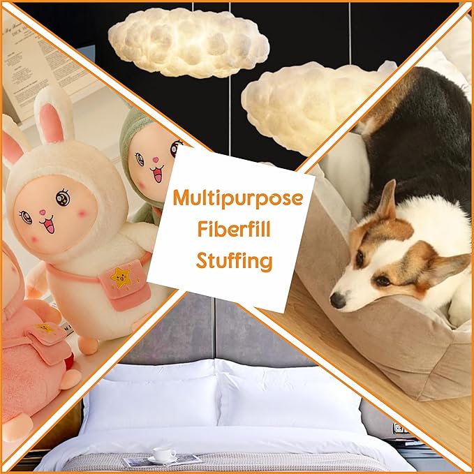 GOMICRAFT Fiberfill Stuffing for Crochet Animals, 16oz for Crafts, Cushion and Clouds, Premium Quality Fiber Fill Stuffing Machine Washable Ployester.
