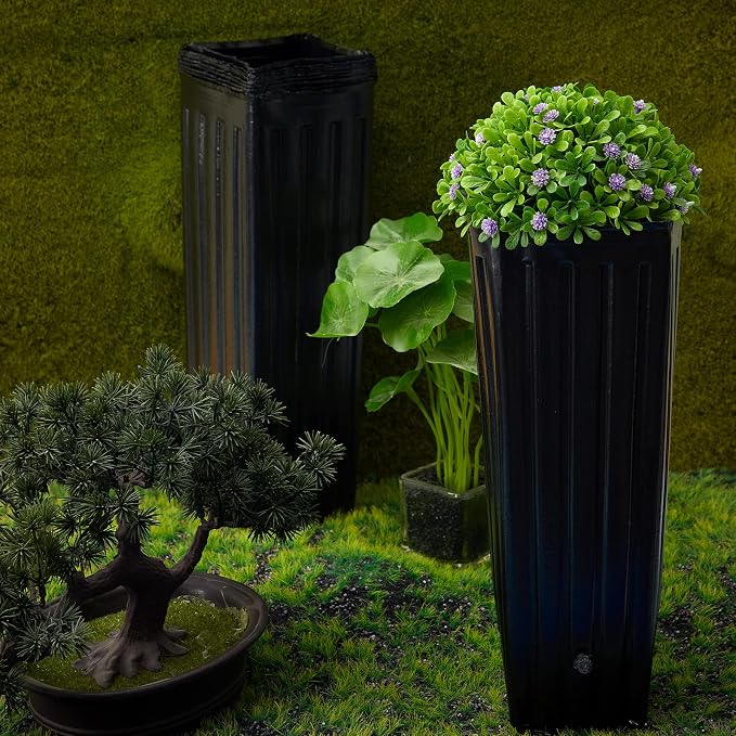Nuenen 500 Pcs Tall Pot Plastic Deep Plant Nursery Pots Black Seedling Flower Plant Container with Drainage Holes for Indoor Outdoor Gardening (11.8" H X 3.9" W)