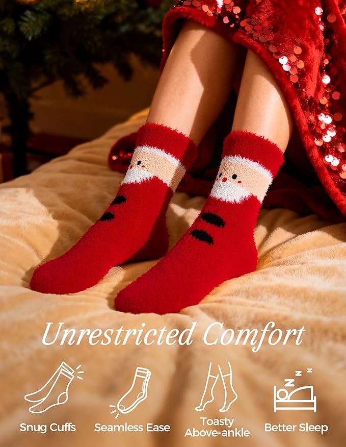 TEHOOK Warm & Cozy Gifts for Women, Fluffy Fuzzy Plush Sleeping Slipper Socks - Soft Warm Fabric