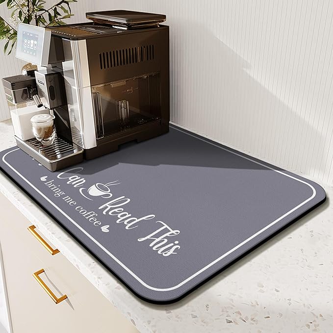 Coffee Bar Mat for Countertops 18inx24in,Absorbent Hide Stain Anti-Slip Cafe Bar Accessories Fit Under Coffee Machine Mat,dish drying mats for kitchen