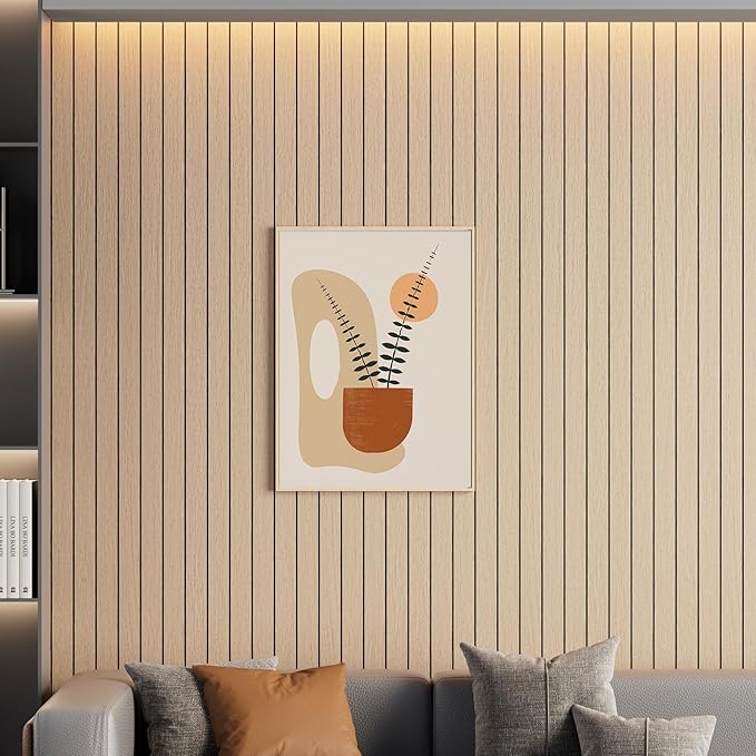 Arthome Peel and Stick Slat Wall Panels 15.7 "x360,Self-Adhesive PVC Wood Grain Wallpaper Panel,3D Thick Faux Soundproof Backsplash Accent Wall Tile for Walls & Furniture (Oak- Coverage 39.2 Sq.ft)