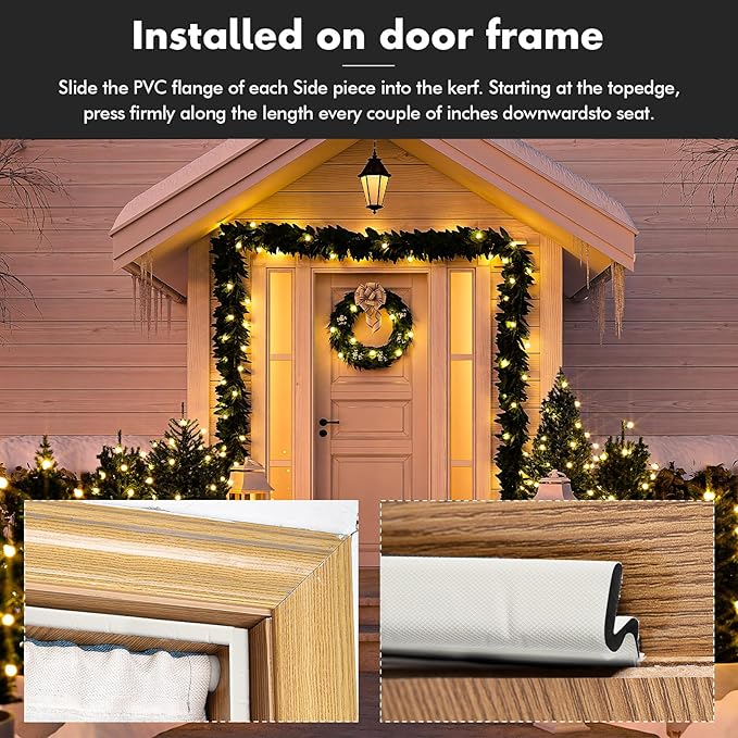 BBTO Weather Stripping Door Seal Exterior Weather Strip for Window V-Shaped Foam Kerf Garage Door Gap Blocker Soundproof Home Improvement Easy to Install(90 Feet,White)