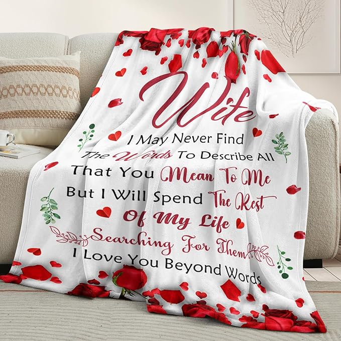 Birthday Gifts for Wife - Gifts for Wife from Husband - Anniversary Wedding Gift for Women - Wives Birthday Gift Ideas - Romantic I Love You Present for Her - to My Wife's Blanket 60"x80"