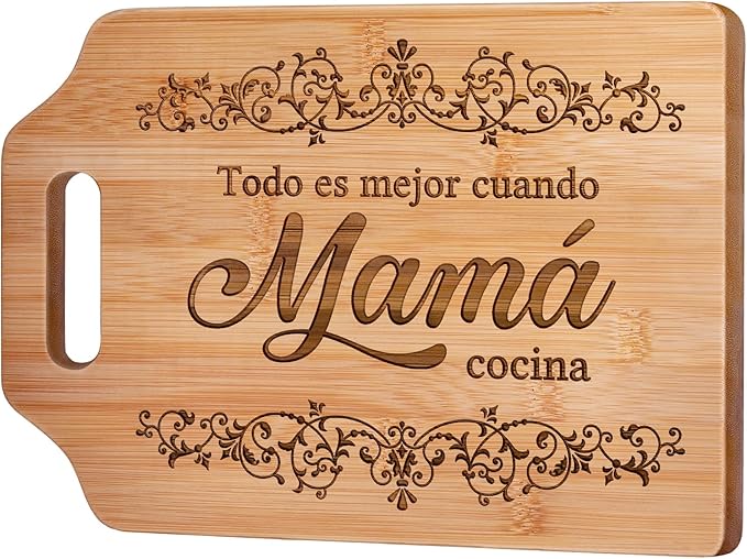 Regalos Para Mamá, regalos para mama dia de las madres – Tabla De Cortar de Bambú Grabada 12.3"L x 8.7"W x 0.4"Th