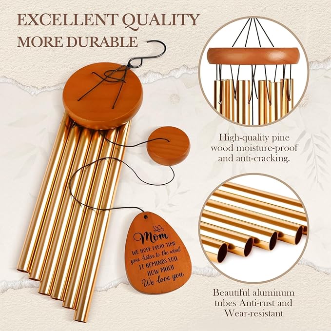 Leebbsin Gifts for Mom, Moms Wind Chimes, Mother's Day Best Gift for Mom, Mother Birthday Gift from Daughter Son, Love Reminder Gifts for Mother's Day Christmas