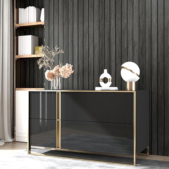 Wallercity 3D Wood Black/Grey Wall Panels Wood Slat Acoustic Panel for Walls & Ceiling Peel and Stick Textured Sound Absorbing Panel for Bedroom Living Room Vinyl Waterproof Fence Paneling 11.7x197 IN