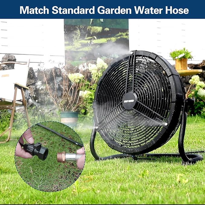 BILT HARD 16 Inch Outdoor Portable Misting Fan, Battery Operated Floor Fan with 15600mAh Detachable Battery, Outside Rechargeable Portable Fan for Patio, Camping, Travel