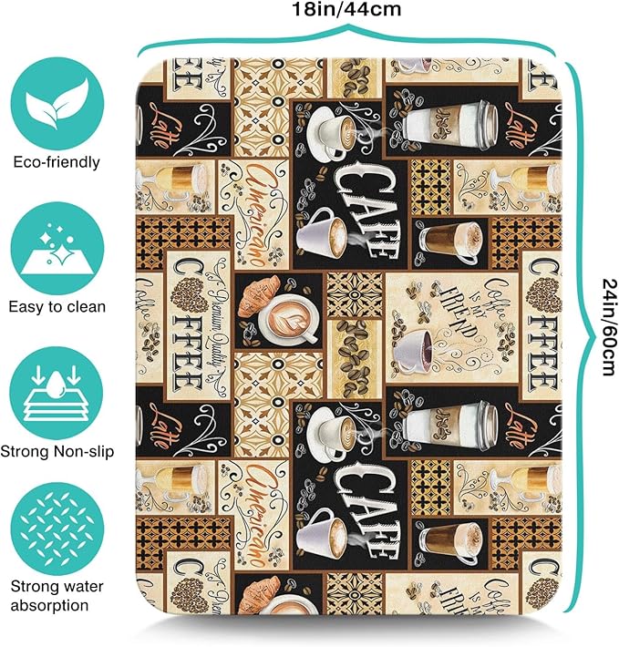 Silicone Flower Dish Drying Mats for Countertop - Super Absorbent Anti-Slip - 24x18in - Perfect Fit for Coffee Maker, Espresso Machine - Decor Gift