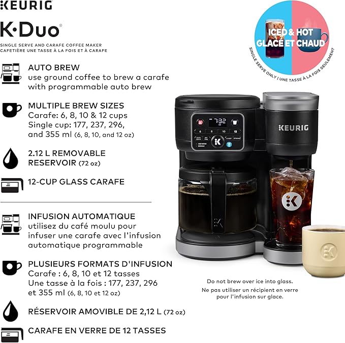 Keurig K-Duo Single Serve K-Cup Pod & Carafe Coffee Maker, Black