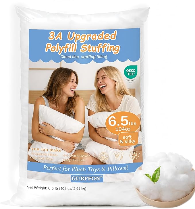 GUBFFON Upgraded Polyfill Pillow Stuffing, Fluffy Fiberfill for Stuffed Animals, Couch Pillows, Cushions, Amigurumi, Pet Beds, Plush, Cloud Decor, Ideal for Crafting - 2.2lbs/35oz