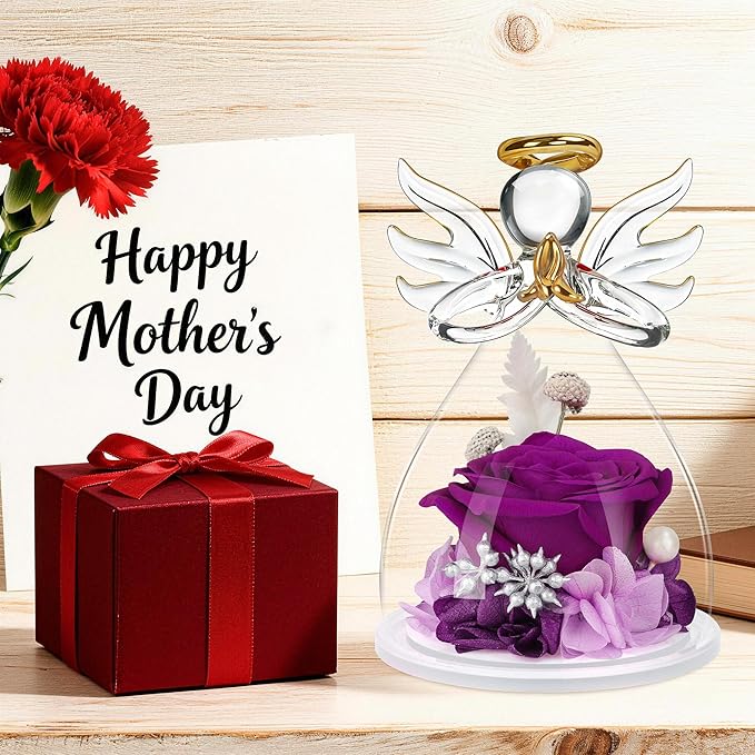 Mothers Day Mom Gifts for Mom,Fresh Flowers for Delivery,Birthday Gifts for Women Her,Preserved Flowers in Angel Figurines,Angel Gifts for Moms Mothers Day Grandma Wife Sister Girlfriend Valentines