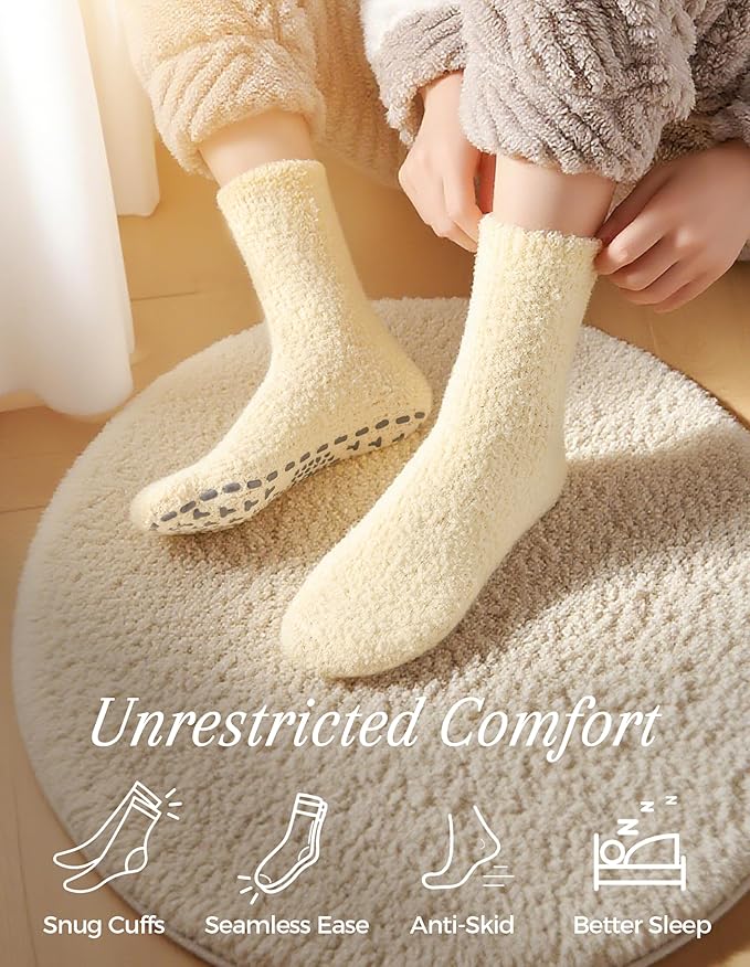 TEHOOK Warm & Cozy Gifts for Women, Fluffy Fuzzy Plush Sleeping Slipper Socks - Soft Warm Fabric