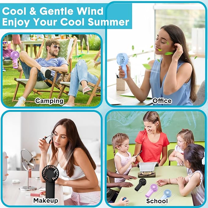Rossesay 30 Pcs Mini Portable Fan Handheld Battery Operated Portable Small Personal Fans for Summer Travel Beach Indoor Outdoor Cooling Gift (Blue,Black,Purple)