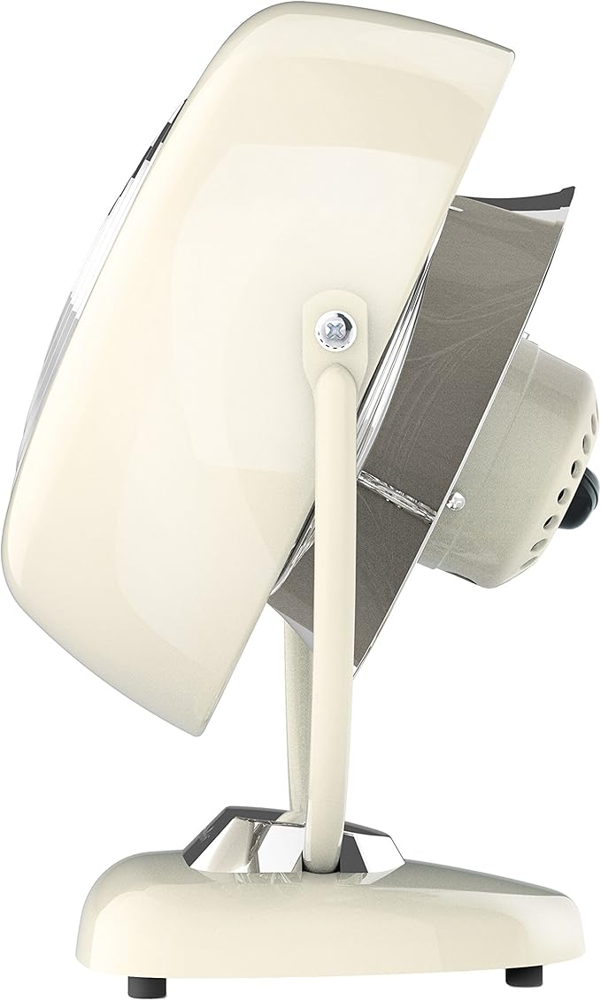 Vornado VFAN™ Vintage Air Circulator Fan, 3-Speed, Metal, Desktop Table Fan for Bedroom, Office, Cooling, with Adjustable Tilt Multi-Directional Airflow, Retro Design, Vintage White