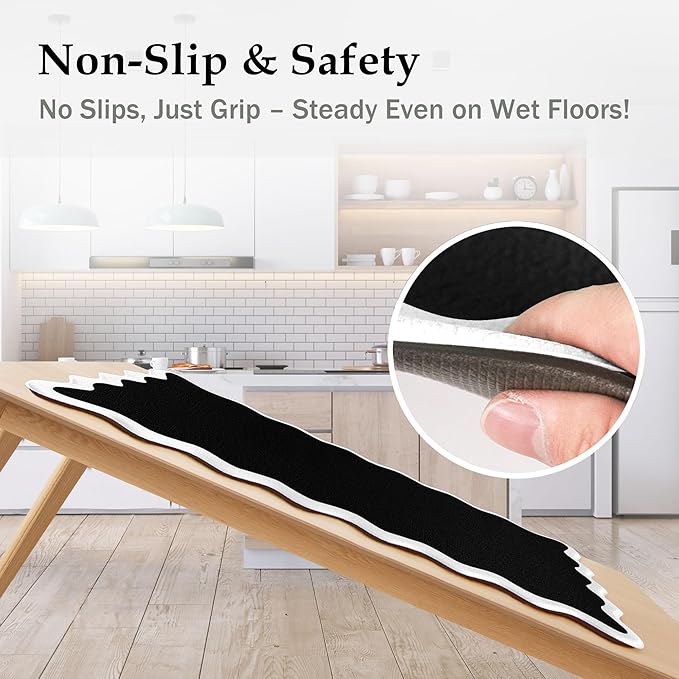 Arenarug Scalloped Black White Kitchen Mats Rugs Sets of 2 Cushioned Anti Fatigue Floor Mat Waterproof Kitchen Rugs Non Slip Foam Comfort Standing Mat for Sink Laundry, 17.3"x30"+17.3"x59"