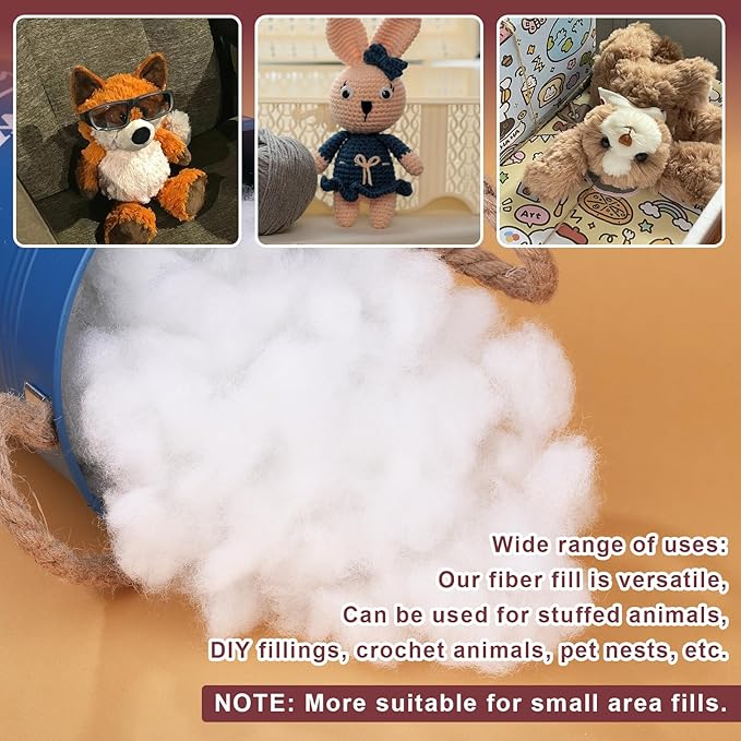 BUTUZE 60g/2.1oz Polyfill Stuffing Fiber Fill, Premium Fiberfill for Craft, High Resilience Crochet Stuffing, Small Amount Stuffing for Stuffed Animals, Cotton Batting - Small Package