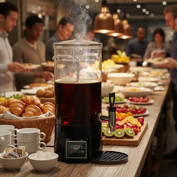 Commercial Coffee Urn Hot Beverage Dispenser Coffee Maker, Food-grade Plastic 26 L 170 Cups, Hot Chocolate Machine, Electric Percolator for Catering Hot Water for Hot Cocoa, Drink, Tea, Juice
