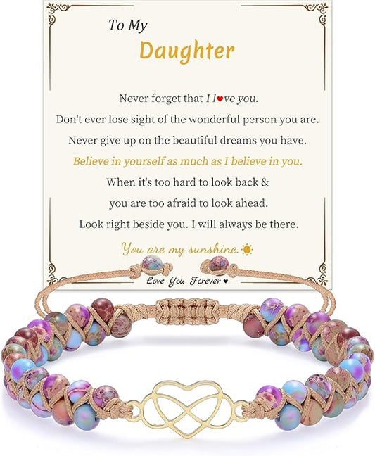 Mothers Day Gifts for Daughter Granddaughter, To My Mom Grandma Wife Girlfriend Sister Jasper Heart Bracelets Birthday Anniversary Christmas Stocking Stuffers Valentines Day Jewelry
