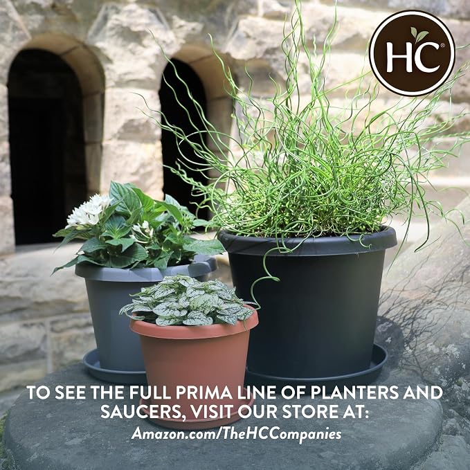 The HC Companies Prima Round Plastic Plant Pot w/Rolled Rim - Lightweight & UV Resistant Flower Pot for Herbs & More - Outdoor & Indoor Plant Pots w/Drainage (16 inch, Sandstone, Pack of 1)