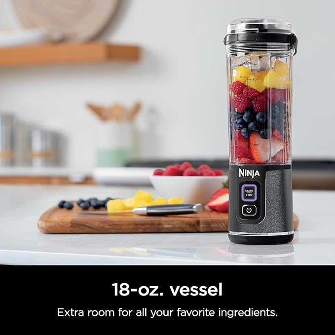 Ninja Blast Portable Blender, Cordless, 18oz. Vessel, Personal Blender for Shakes & Smoothies, BPA Free, Leakproof Lid & Sip Spout, USB-C Rechargeable, Dishwasher Safe Parts, Black Glitter, BC152JB